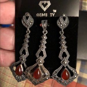 Antique looking earrings and pendant